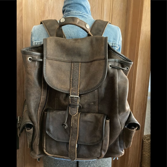 Vintage Bags Vintage Brown Leather Backpack Poshmark
